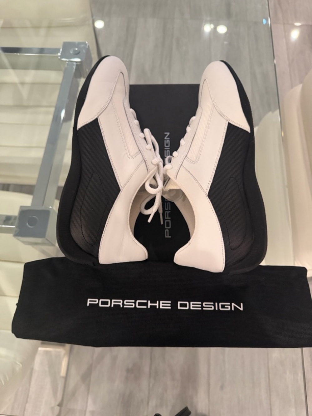 Porsche Design Black and White Low-Profile Men's Sneakers